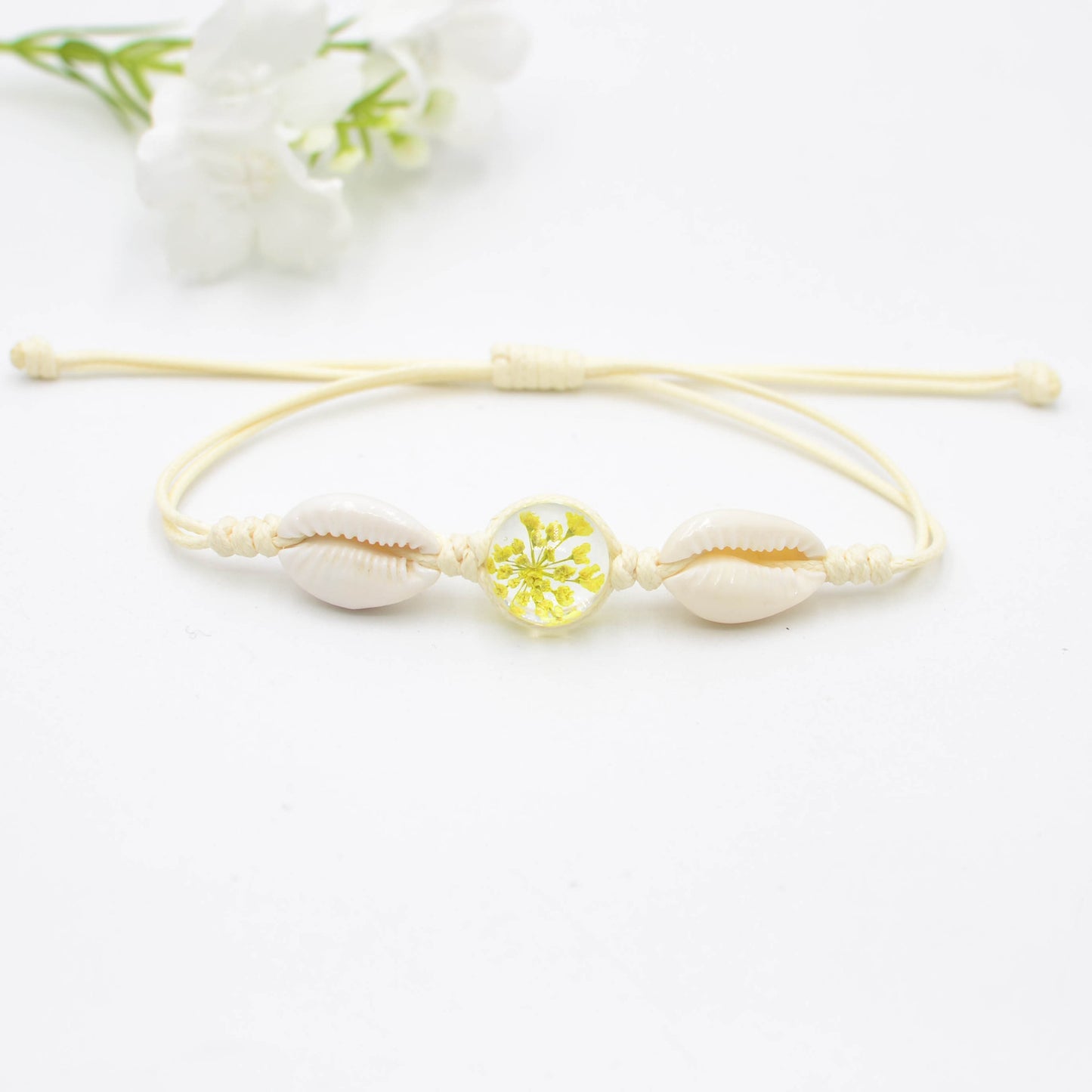 Natural Shell Dried Flower Real Hand Jewelry Woven Bracelets