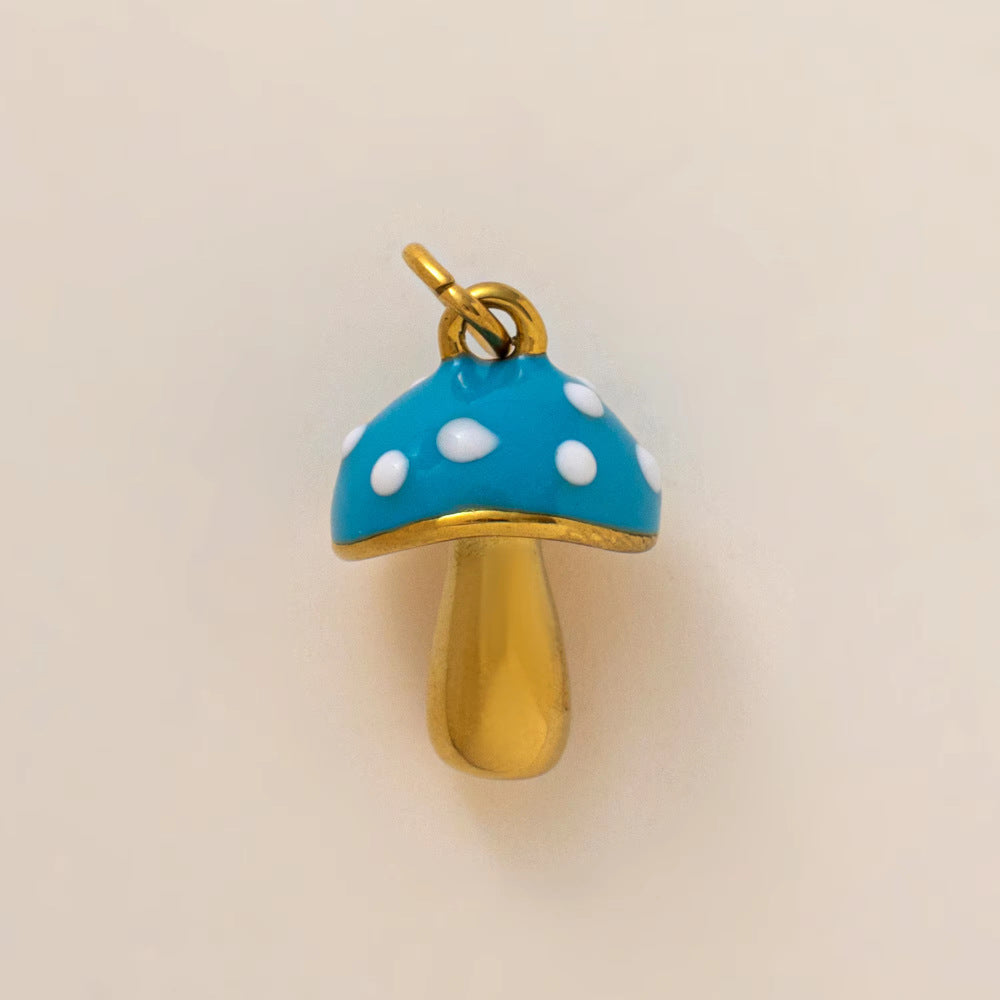 Mushroom Parts Vacuum Plating Gold Color Pendants