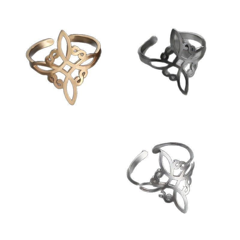 Simple Temperament Entry Lux Alloy Witch Knot Couple Rings