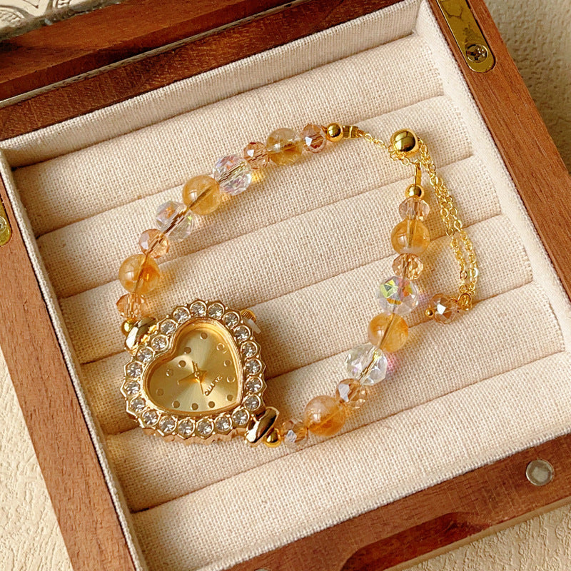 Crystal Watch Female Princess Style Love Special Interest Light Bracelet
