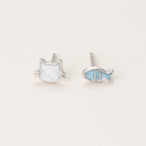 Plated Cat Fish Pure Sweet Cute Female Ear Stud Earrings