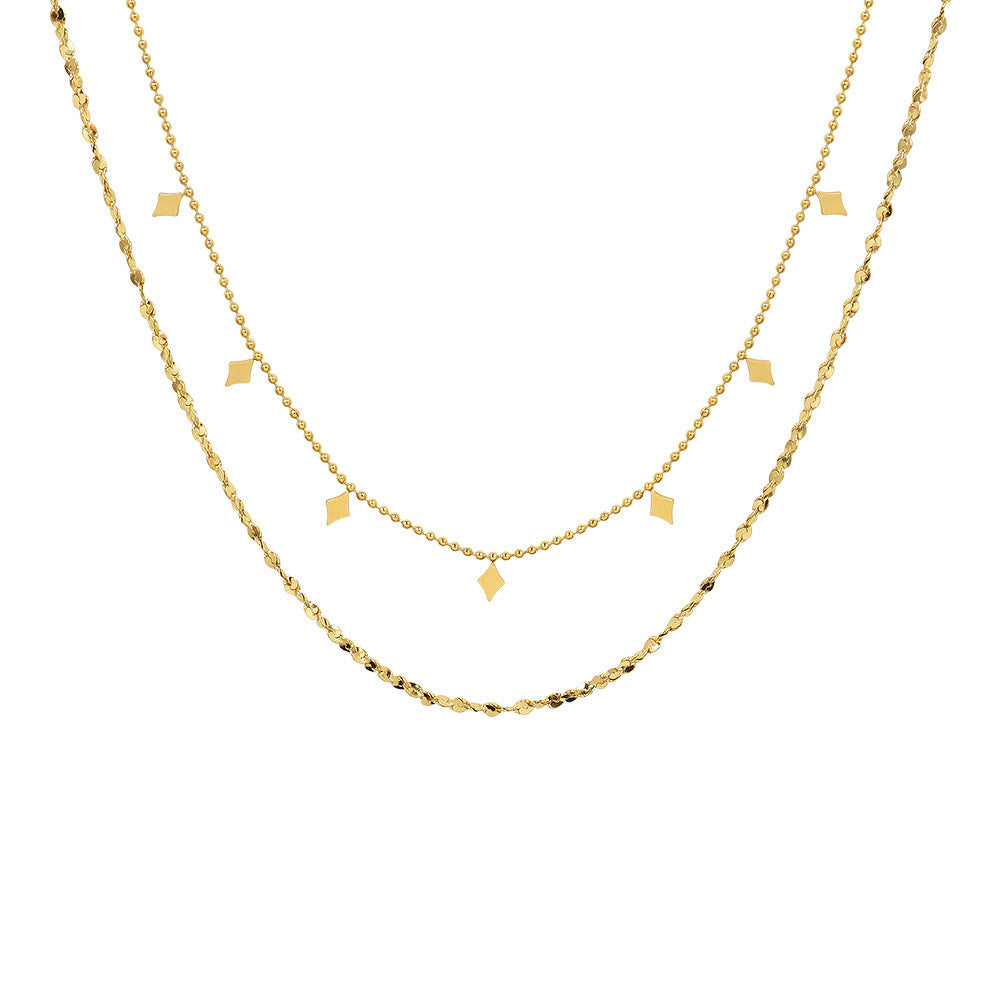 Women's Style Sequins Petal Chain Gold-plated Titanium Necklaces