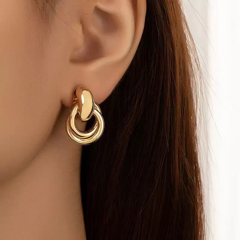 Women's Pair Cross Mirror Classic Fashion Simple Love Heart High-grade Earrings