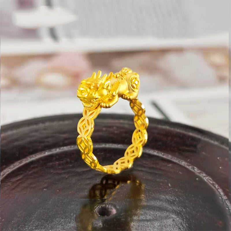 Vietnam Placer Gold Coin Drop Shipping Open Brass Plated Solid Rings