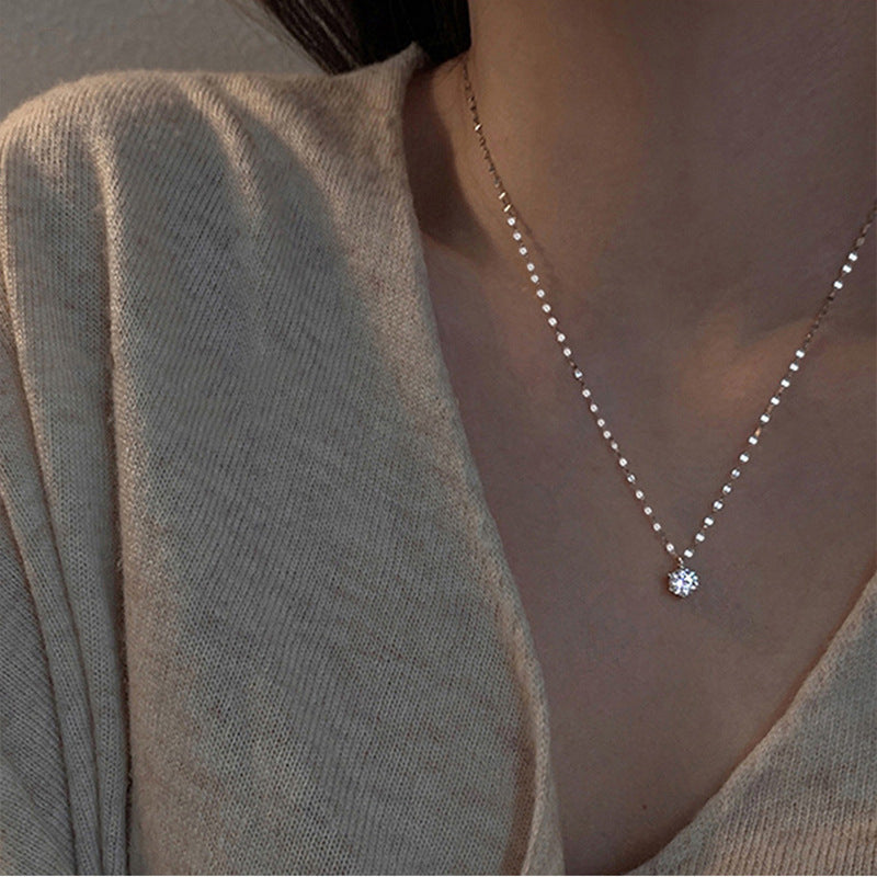 Women's For Niche Design Single Diamond Clavicle Pendants