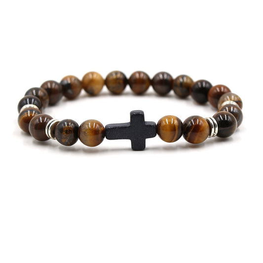 Stone Black Cross Elastic Wire Ornament Bracelets