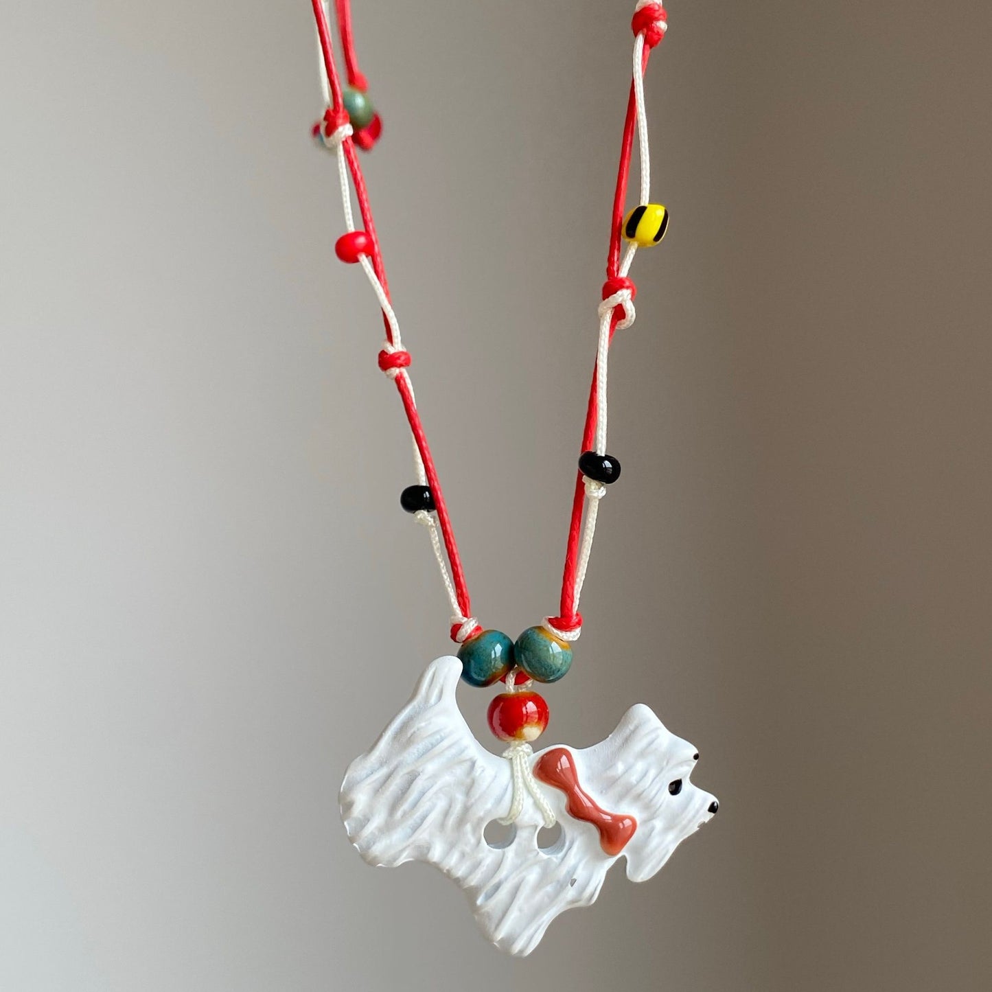 Ceramic Apple Braid Rope Beaded Female Niche Necklaces