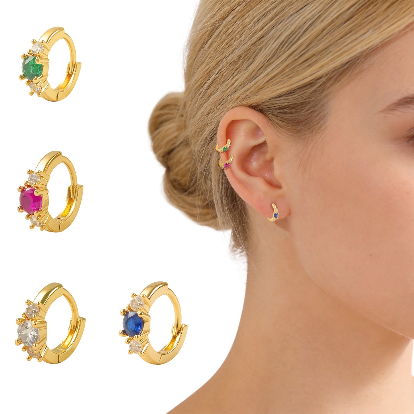 Women's Simple Color Zircon Clip Exquisite High-grade Earrings