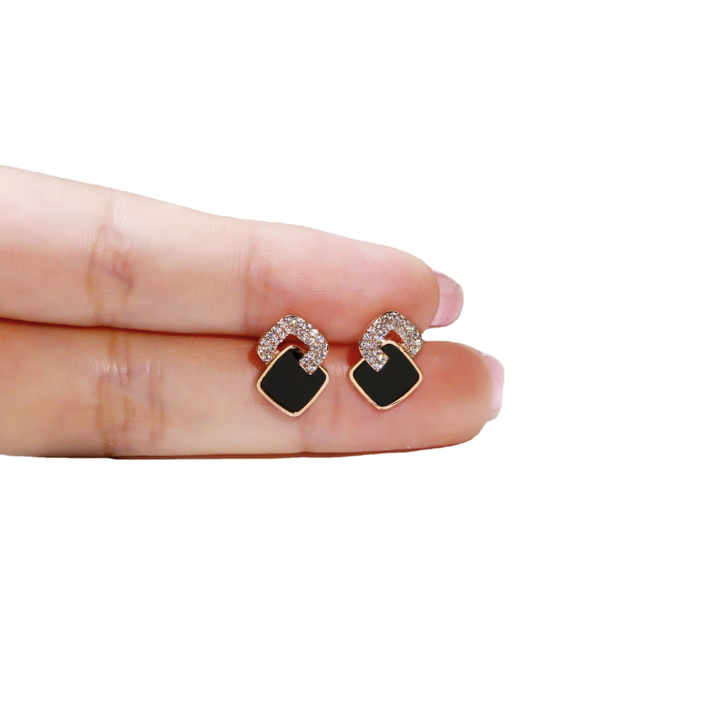 Women's For Simple Black Sier Pin Refined Earrings