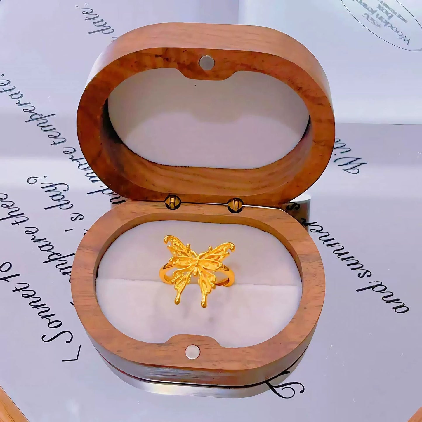 Gold Ancient Brushed Flower Niche Design Light Luxury Open Rings