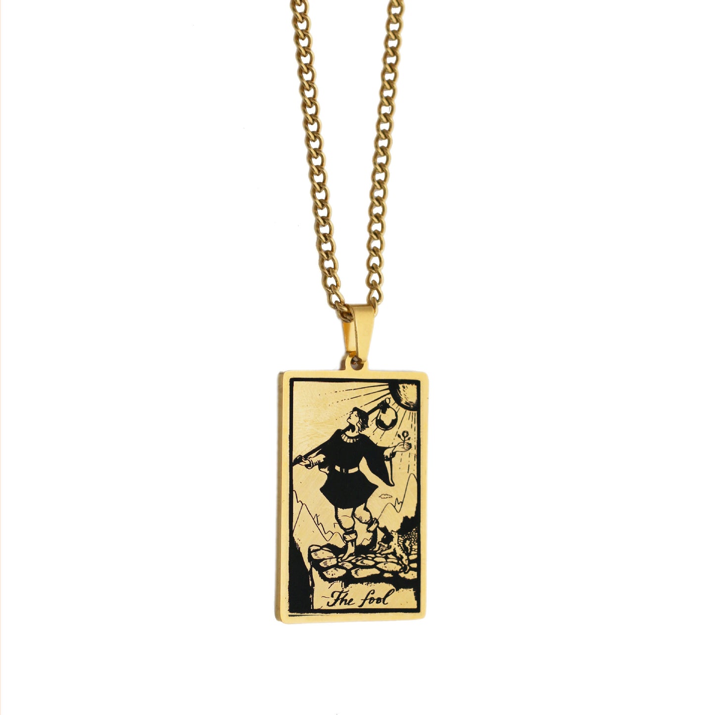 Zhang Tarot Titanium Steel Retro Rectangular Necklaces