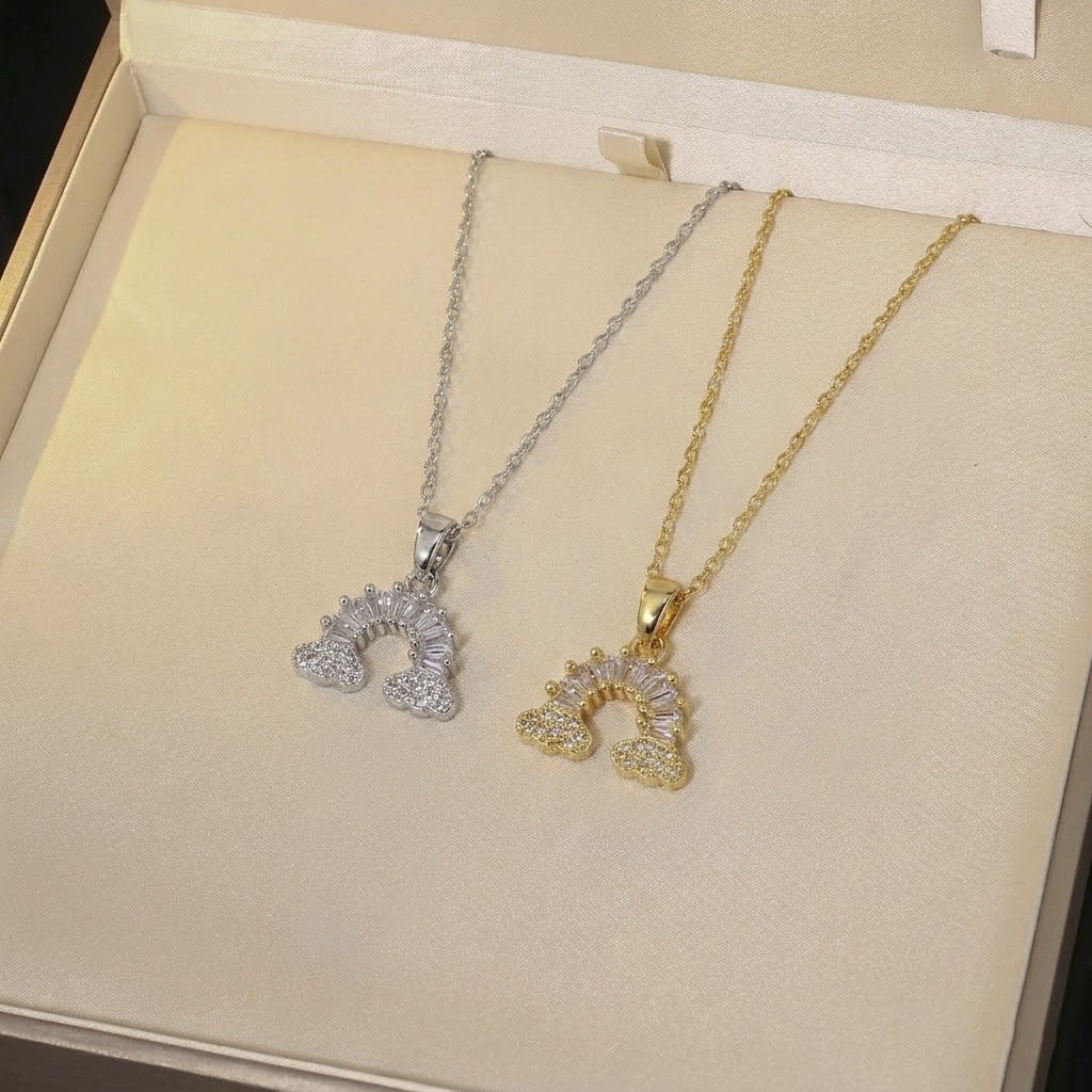 Women's Elegant Rainbow Fashion Star Moon Clavicle Necklaces