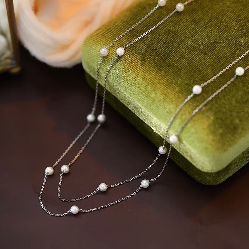 Women's Sterling Sier Starry Pearl Light Luxury Minority High-grade Sweater Necklaces