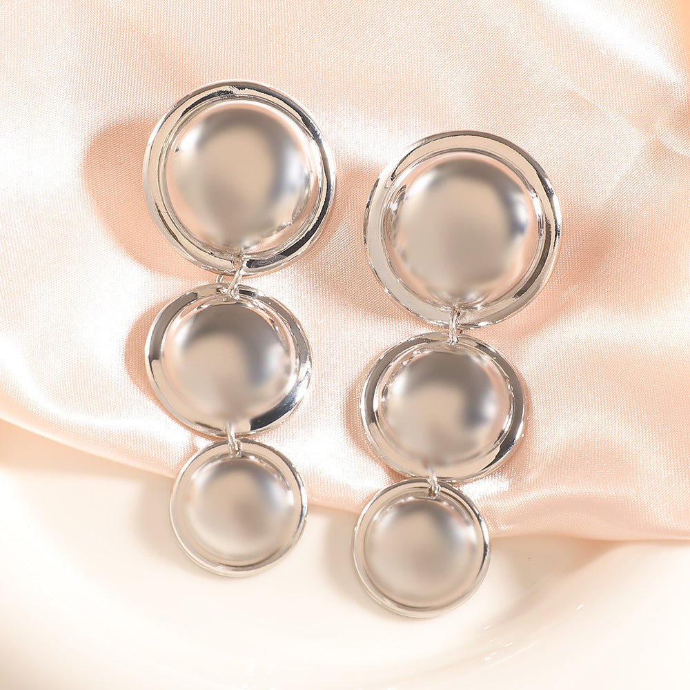 Women's Fashion Design Metal Glossy Surface Folding Ear Stud Earrings