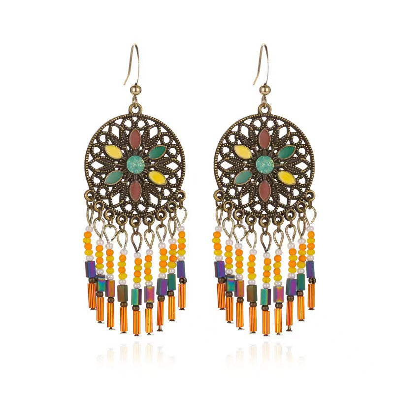 Ethnic Style Long Fringe Exotic Holiday Trip Earrings