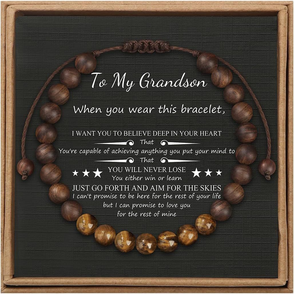 Men's Stone Tiger Eye Woven Adjustable Beaded Bracelet