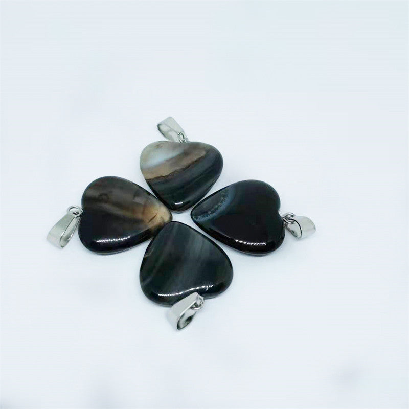 Stone Love Crystal Agate Heart Peach Pendants