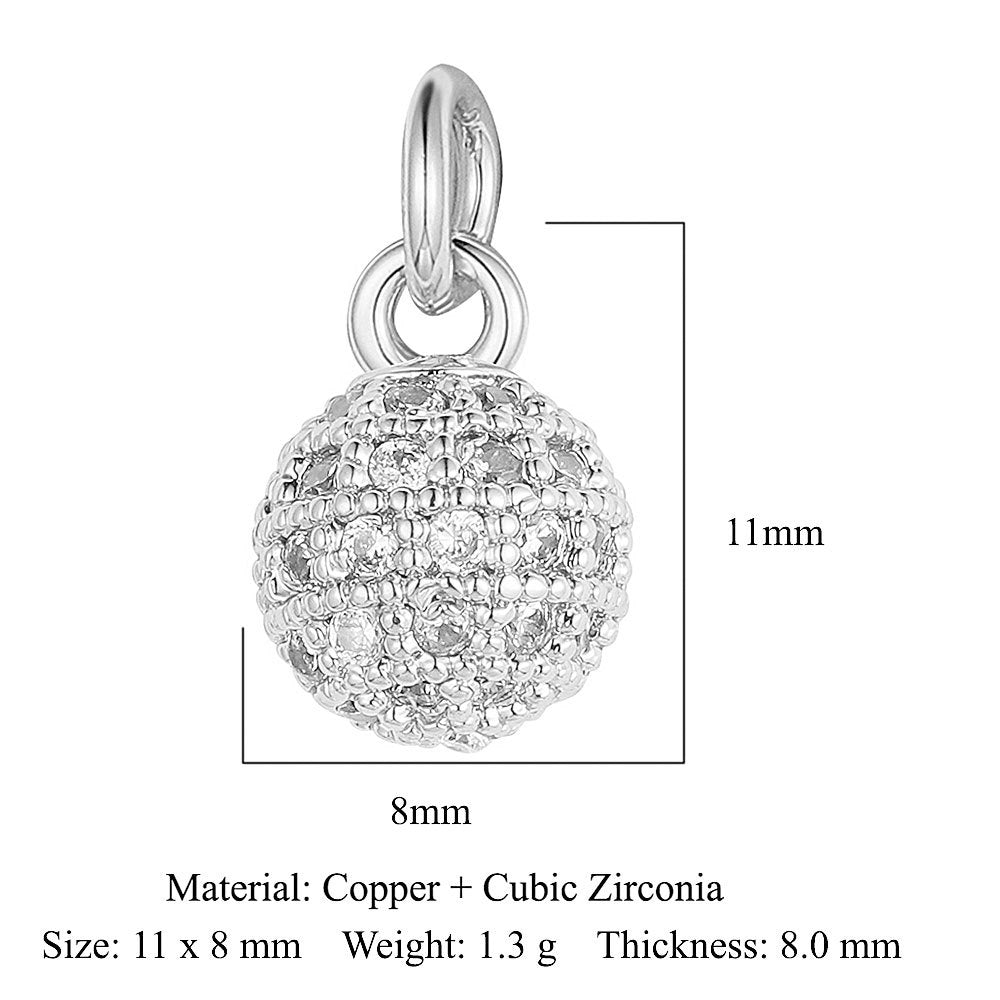 Love Copper Zircon Round Ball Beetle Ornament Pendants