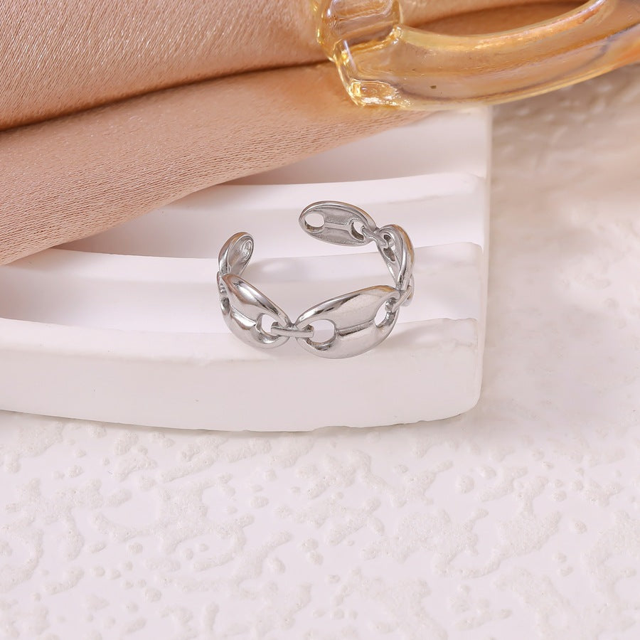 Popular Titanium Steel Female Irregular With Personality Style Simple Ring