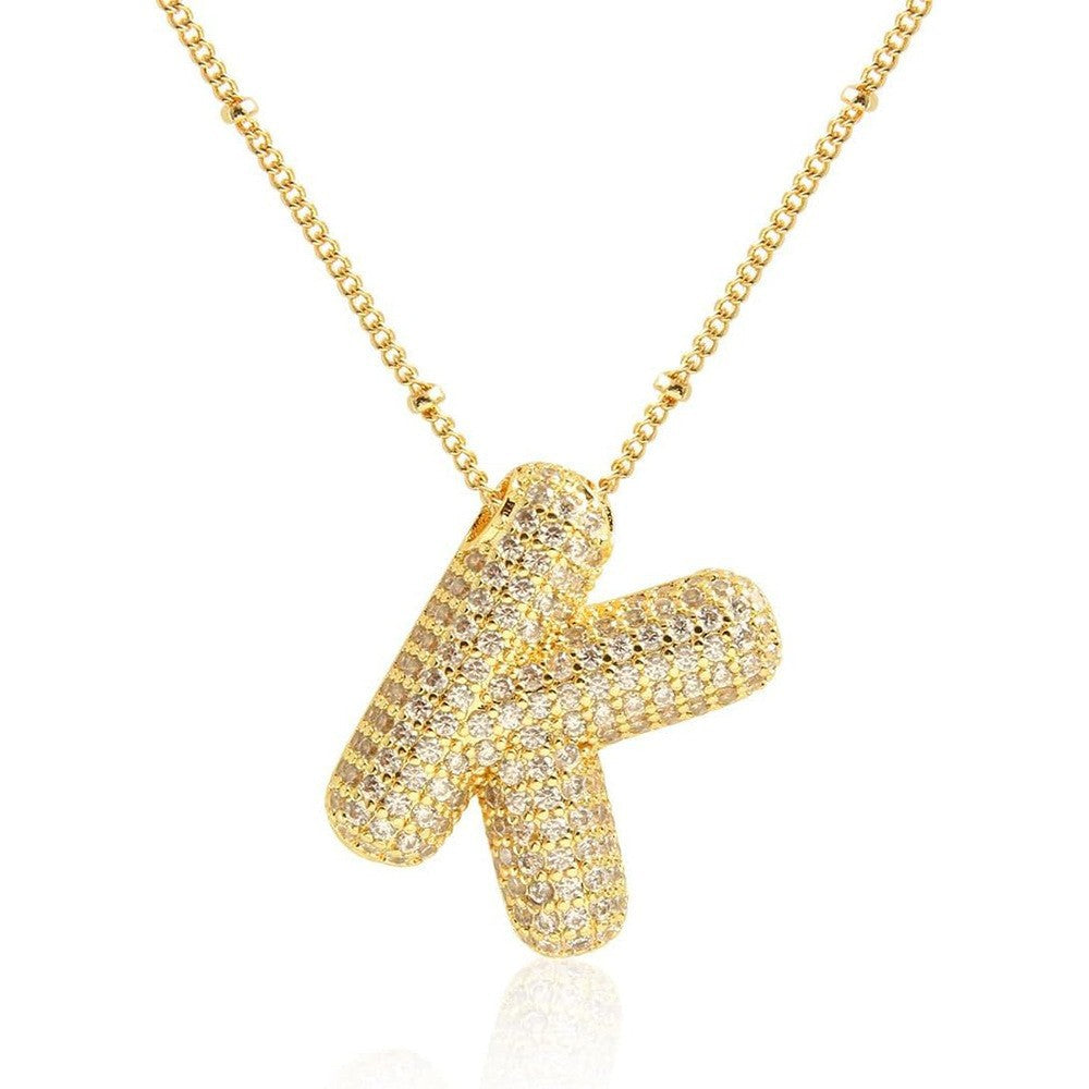 Women's Inlaid Zircon Full Diamond Bubble Letter Pendants