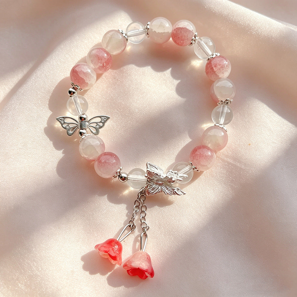 Glaze Butterfly Lily Design Female High-grade Sweet Girlfriends Bracelets