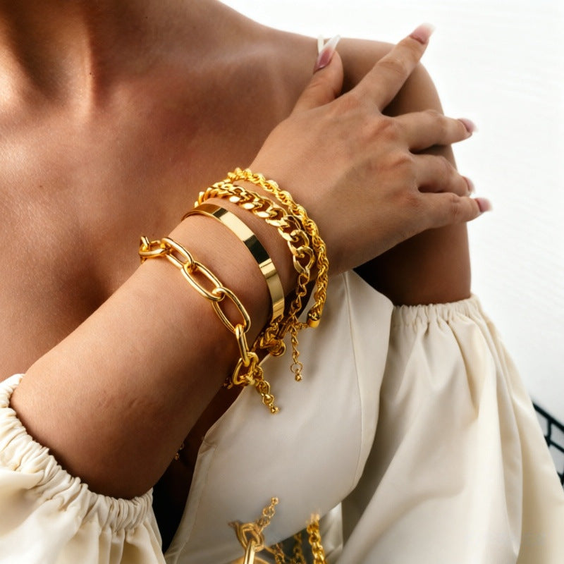 Personality Hip Hop Cuban Bangle Punk Metal Twisted Bracelets