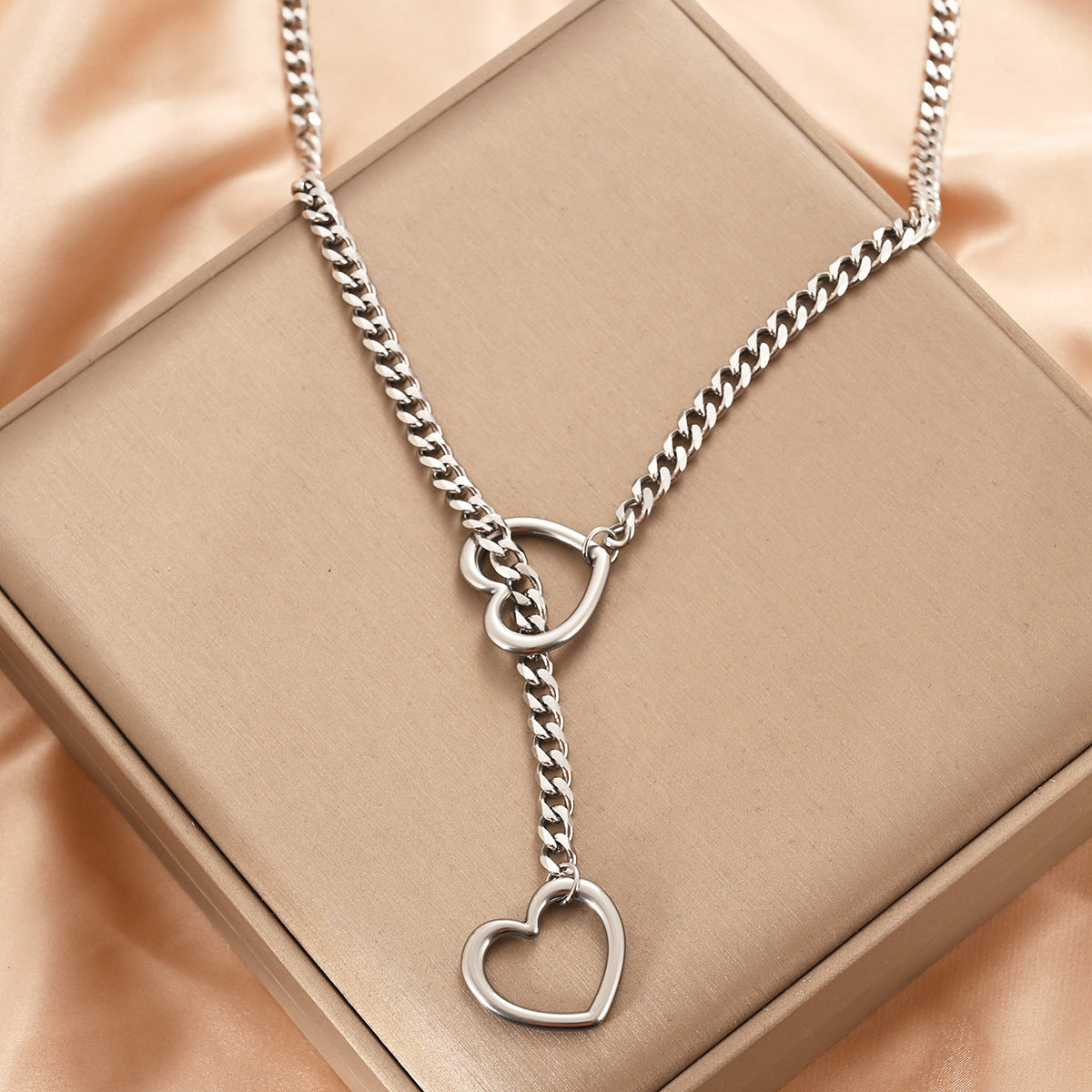 Punk Gothic Cuban Adjustable Love Heart Necklace