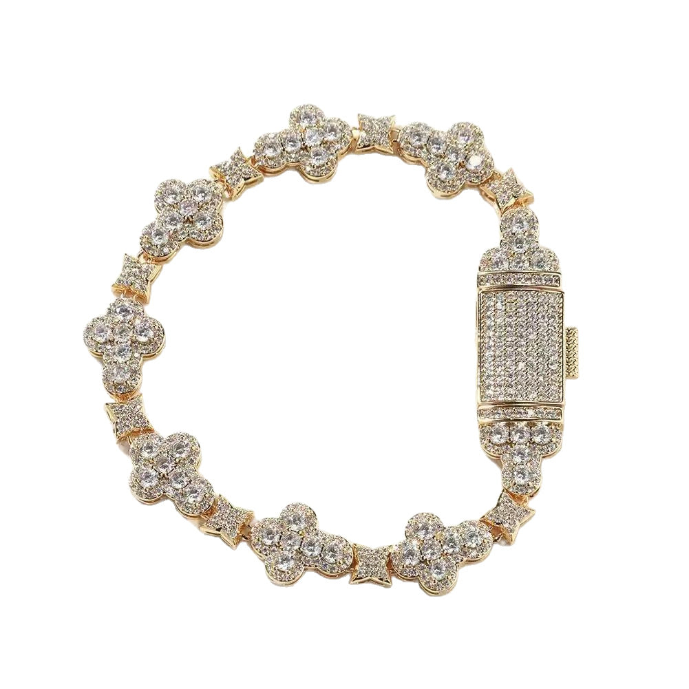 Men's Hop Full Rhinestone Zircon Cross High Bracelets