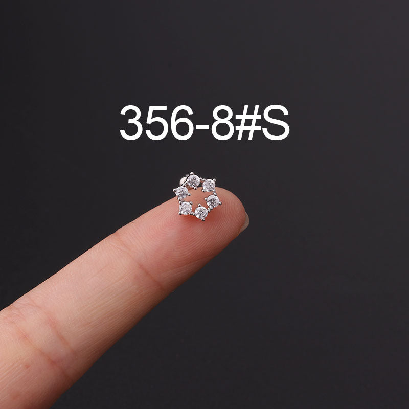 Twist Ball Ear Bone Piercing Zircon Earrings