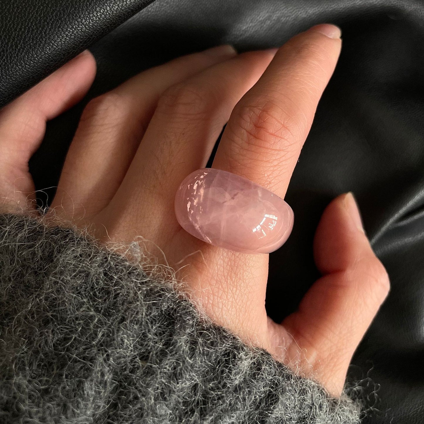 Sense Tigereye Pink Crystal Mountain Jade Rings