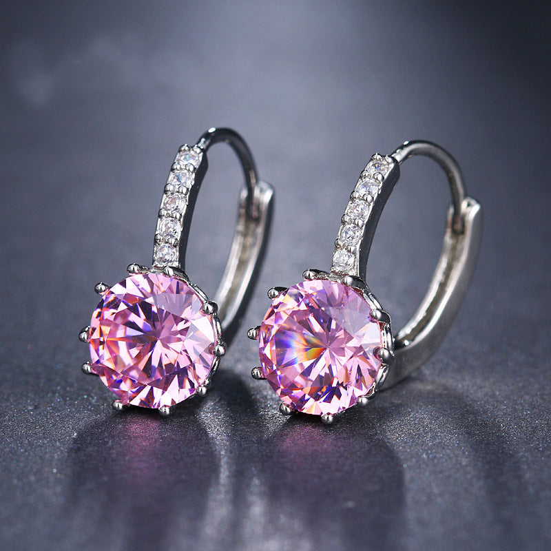 Korean Fashion Round Diamond Zircon Female Temperament Personality Simple Earrings