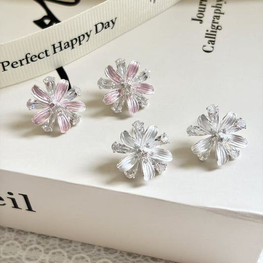 Daisy Vacation Style Sier Needle Sweet Earrings