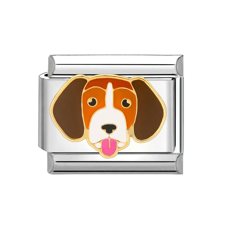 Hot Stainless Steel Italian Module Puppy Pattern Free Bracelet