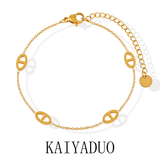 Women's Simple Pig Nose Fashion Personality Gold-plated Titanium Steel Bracelet