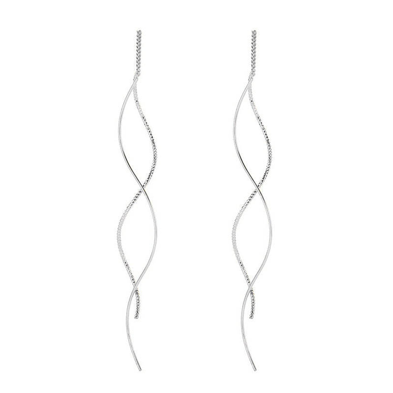 Women's Threads Light Luxury Minority Design Sense Long Fringe Geometric Commuting Earrings