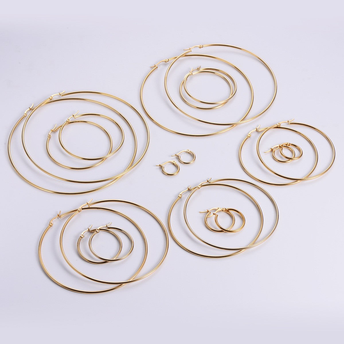 Steel Round Eardrop Female Gold Titanium Personality Trend Exaggerated Big Earrings
