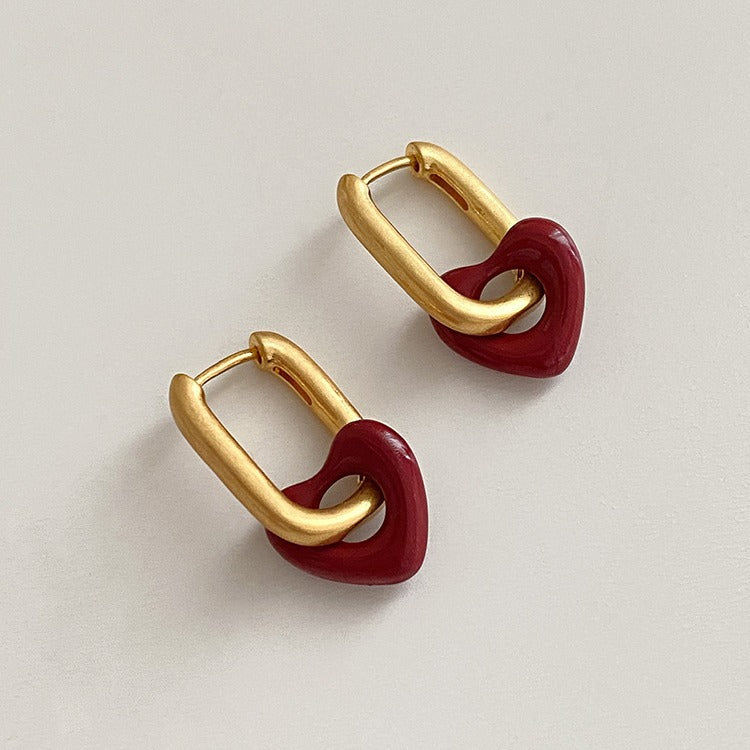 High-grade Light Luxury Peach Ear Clip Frosty Rings