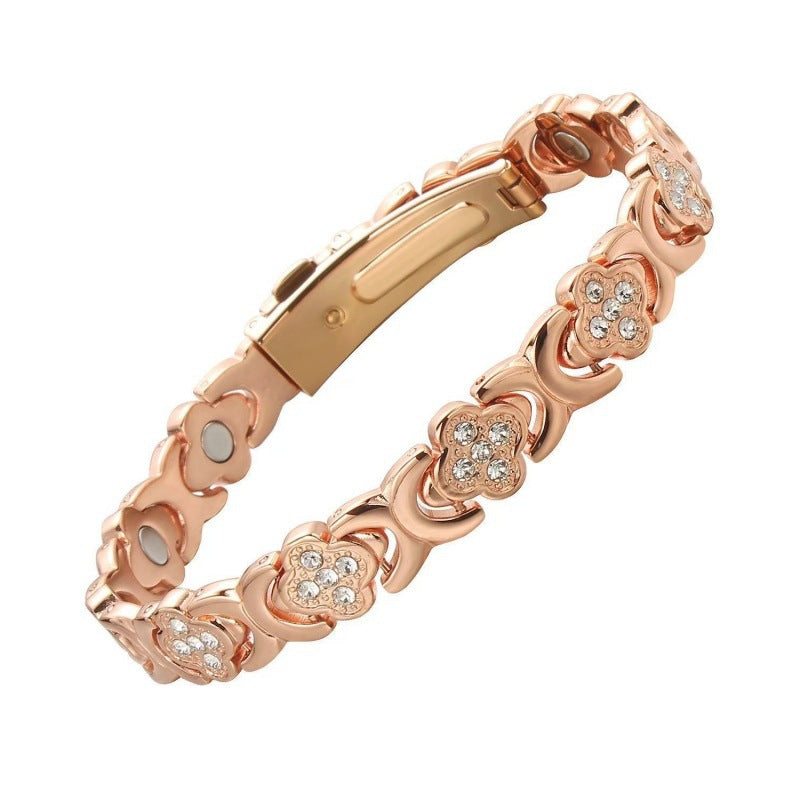 Women's & Men's Fashion Temperament Clover Single Row Magnet Simple Bracelets