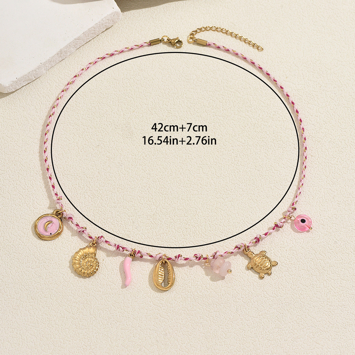 Women's Shell Oil Dripping Design Woven Clavicle Necklace
