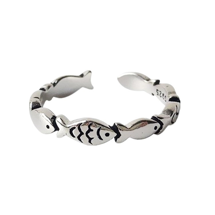 Creative Retro Yu Hipster Marcasite Fish Open Ring