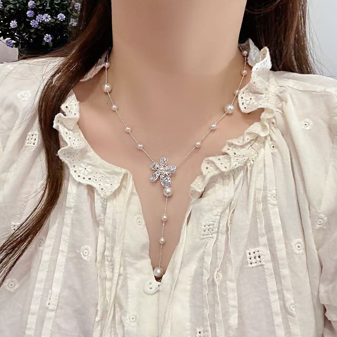 Pearl Tassel Niche Design Style Clavicle Chain Sweet High Necklaces
