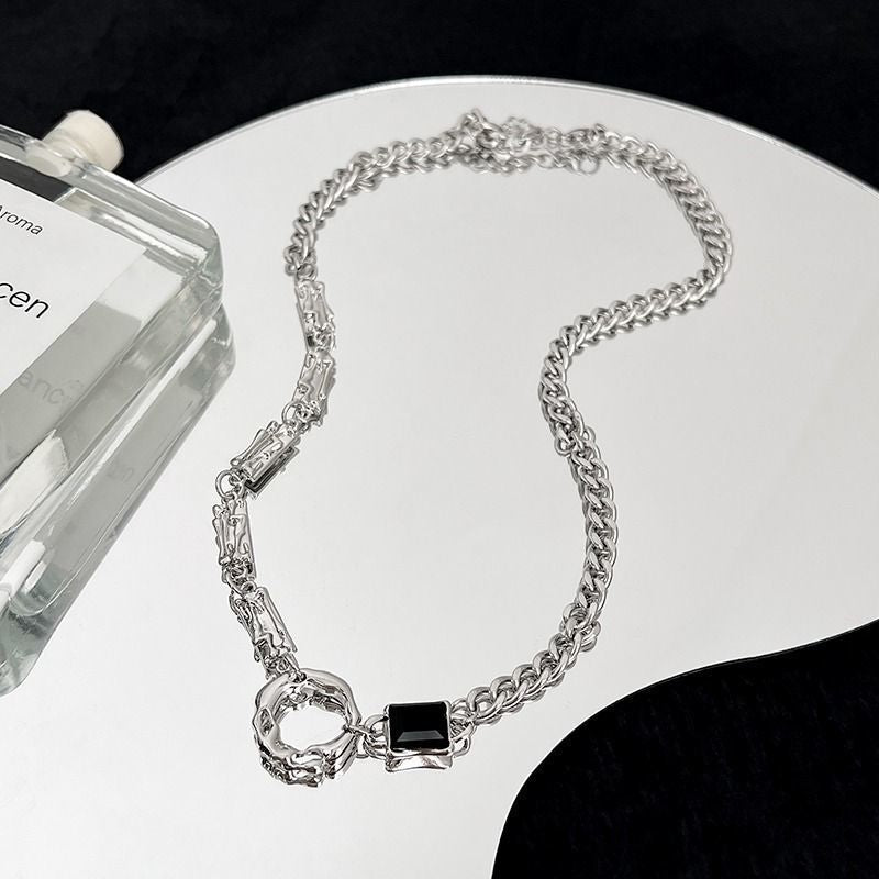 Women's & Men's Niche Design Titanium Steel Geometric Stitching For Hip Necklaces