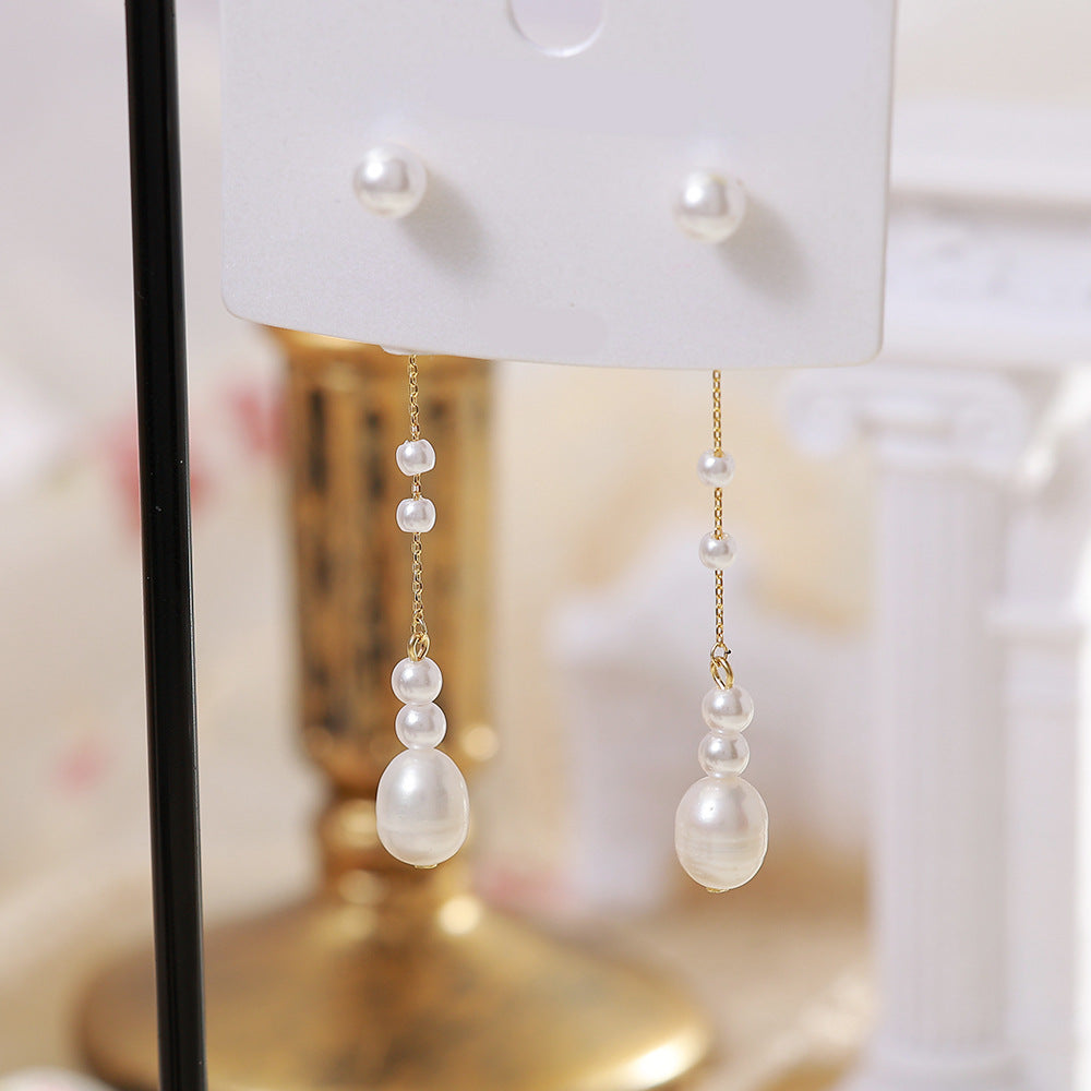 Freshwater Pearl Ear Fashionable Elegant High-grade Earrings