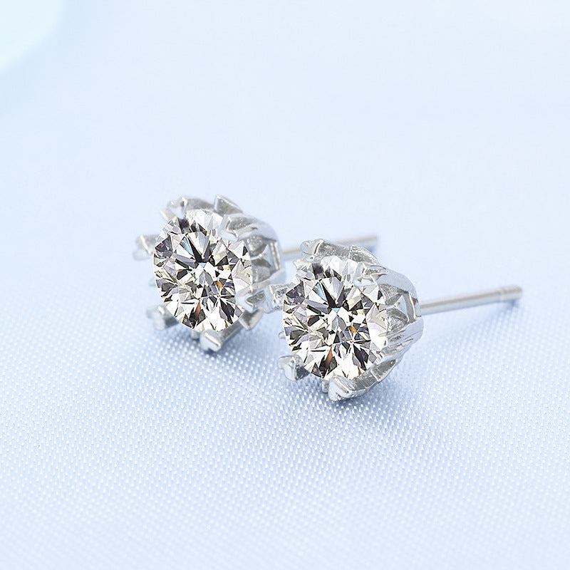 Women's Live Broadcast Karat Simple Snowflake Diamond For Stud Earrings