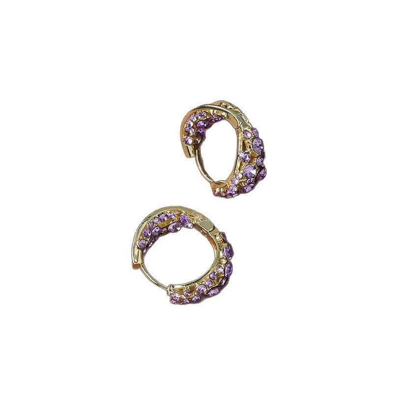 Fashion Exquisite Refined Grace Purple Full Diamond Ear Sterling Rings