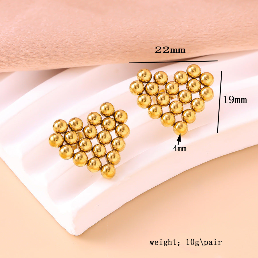 Personality Stitching Design Temperament Elegant Gold Titanium Steel Geometric Shape Stud Earrings