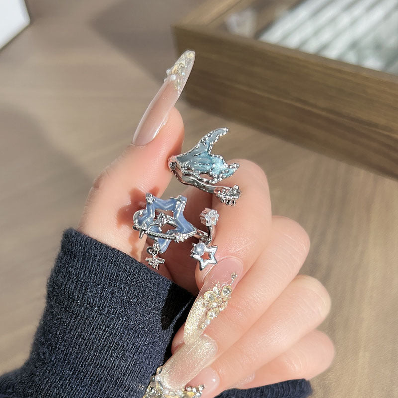 Hot Light Luxury Unique Design Blue Rings