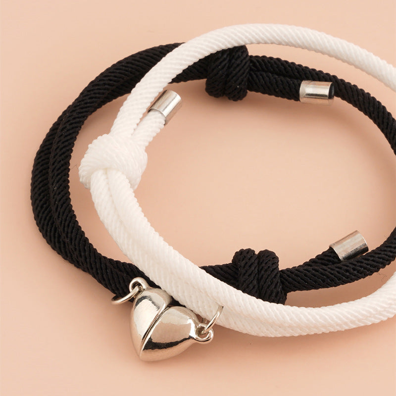 Women's & Men's Simple Alloy Love Magnet Suction Couple Bracelets