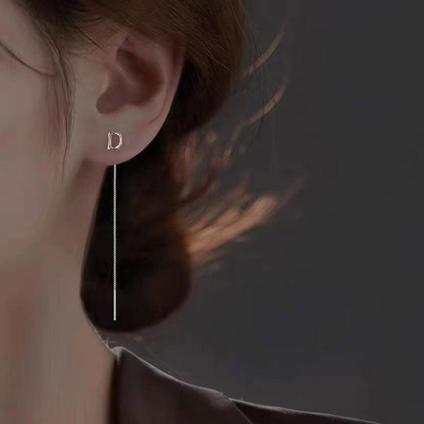 Sier English Letters Trendy Light Luxury High-grade Elegant Face Slimming Ear Line