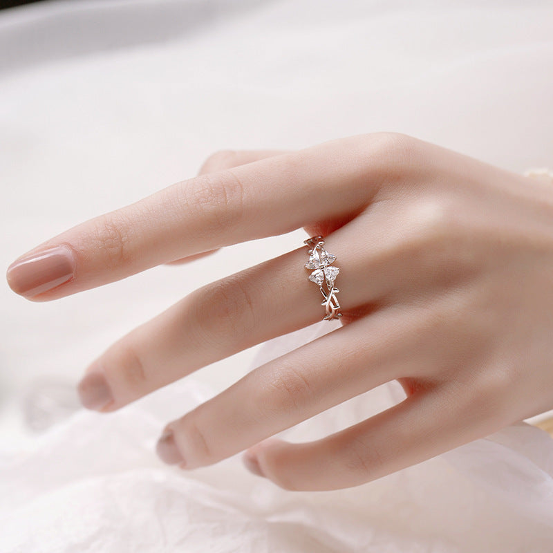 Women's Sterling Sier Fashion Personal Korean Style Design Cold Ring